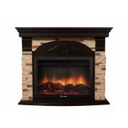 Портал Firelight Torre 30S камень сланец натуральный, шпон темный дуб
