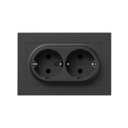Розетка 2-м СП Эпика 16А с заземл. без защ. шторок с рамкой механизм черн. EKF UP1-SOB-210