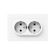 Розетка 2-м СП Эпика 16А с заземл. без защ. шторок с рамкой механизм бел. EKF UP1-SOW-210