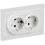 Розетка 2-м СП BRITE РС12-3-БрАБ 16А в сборе с заземл. без защ. шторок арктич. бел. IEK BR-R21-16-K91-F