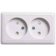 Розетка 2-м ОП Хит 16А IP20 без заземл. защ. шторки бел. SchE RA16-233-B