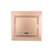 Выключатель 1-кл. СП Mira 10А IP20 с подсветкой со вставкой свет. корич. перламутр. LEZARD 701-3131-111