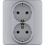 Розетка Inspiria 16А 250В 2х2P+E немецк. стандарт алюм. IEK 673752