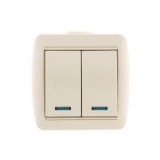 Выключатель 2-кл. ОП Nata 10А IP20 с подсветкой крем. LEZARD 710-0300-112
