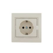 Розетка 1-м СП Mira 16А IP20 с заземл. со вставкой керамика крем. LEZARD 701-0303-122