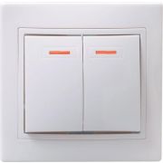 Выключатель 2-кл. СП Кварта 10А IP20 ВС10-2-1-КБ с индикацией бел. GENERICA EVK21-K01-10-DM