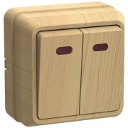 Выключатель 2-кл. ОП Октава 10А IP20 ВС20-2-1-ОС с индикацией сосна GENERICA EVO21-K03-10-DC