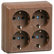 Розетка 4-м ОП Октава РС24-3-ОД 16А IP20 с заземл. дуб GENERICA ERO41-K04-16-DC