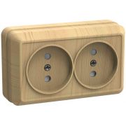 Розетка 2-м ОП Октава 10А IP20 без заземл. сосна GENERICA ERO20-K03-10-DC